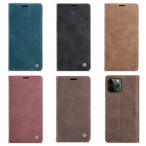 Caseme Deri Cüzdan Kılıfları İPhone 15 Plus 14 13 Pro Max 12 Phone15 Samsung Galaxy Note 20 Ultra Em Manyetik Kapanma Vintage Tutucu Stand Flip Cover Pouch