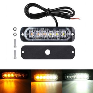 Toptan Beyaz Amber Sarı 6LED Ultra-ince Araba Yan Marker Işıkları Kamyon Strobe Flaş Lambası Için LED Yanıp Sönen Acil Uyarı Işığı