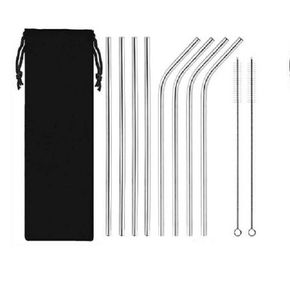 Stainless Steel Colored Drinking Straws 8.5" 9.5" 10.5" Bent and Straight Reusable Metal Straws Tool 10 colors OD 6MM 8MM choose Home