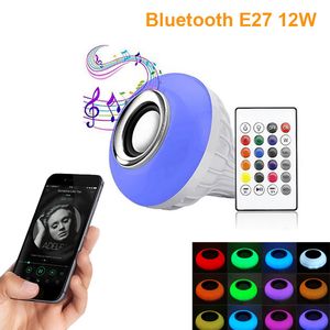 Bluetooth Ampul Ampul LED Lamba E27 E14 GU10 RGB Gece Ampul Ev Spot Işık Müzik Lambası Için Uzaktan Kumanda Ile AC85-265V