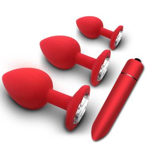 quality4pcs/Set Soft Silicone Anal Butt Plug Prostate Massager Adult Gay Products Anal Plug Erotic Bullet Vibrator Sex Toys for couple