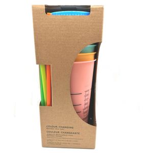 24 oz color-changing sports field cup 5 kinds of color-changing cups, reusable plastic cups, color-changing cups, plastic cups with lid and