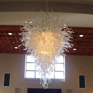 Modern ev oturma yemek odası için büyük avize Sanat dekor beyaz lambalar 110 V 240 V 54 inç el üfleme cam kolye ışıkları