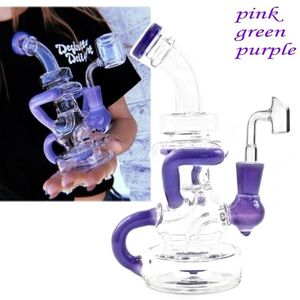 lavande violet 8 pouces dab rig percolateur verre narguilé bong vaporisateur bouteille conduite d'eau plates-formes pétrolières pipe 14mm banger