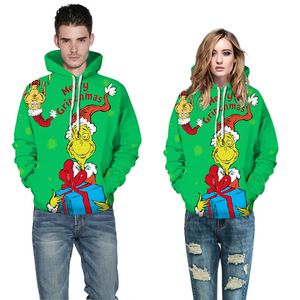 Designers Santa Claus Christmas Snowflake Casual Couple Wear Hooded Sweater Autumn Winter Long Sleeve Pullover Jacket for Men Women D9301