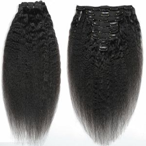 cabelo reto clipe não transformados afro Kinky em extensões de cabelo 120 gramas mongol Virgem humana cabelo Africano americanos Remy clips pretas naturais