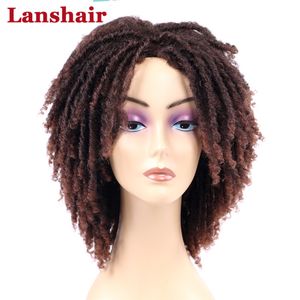 Kadın için Sentetik Dreadlock Saç Peruk 6 inç Siyah Kahverengi Tığ Örgülü Peruk 190g/PC Örgüler Buklelerle Saç LS36