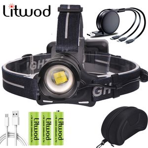 XHP70.2 Led Head Lamp Farol Lanterna Tocha Power Bank 7800mAh Battery 18650 Farol de equitação Luz Litwod Zoom Waterproof