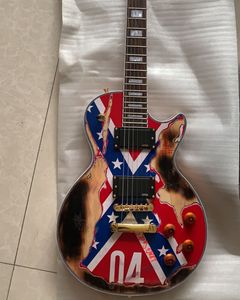 Custom Shop 1959 ZAKK WYLDE REBEL FLAG 04 VOS Signature Corpo in mogano per chitarra elettrica, manopole Zakk dorate China Made Guitars Spedizione gratuita