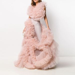 Couture Fashion Yeni Varış Tatlı Pembe Prom Elbise 2020 Kadınlar fırfırlı Tül Tül Akşam Formal Elbise Ünlü Pageant Partisi Elbiseleri Robe Es