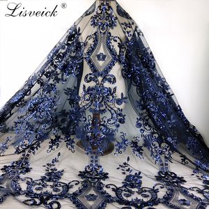 Novo tecido de renda de tule artesanal diy de 1 metro lantejoulas bordadas renda francesa africana para casamento/noite/vestido de festa cheongsam CX200824