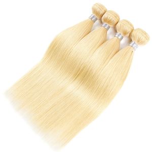 Большие скидки Человеческие волосы Remy Blonde 613 Weave 3 Связки Лот Double Уток Straight Связки Sew в наращивание волос