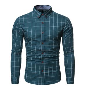 Camisa vestido dos homens camisa xadrez de xadrez de mamãe mamãe camisa de manga longa desejo coreano magro fit homens