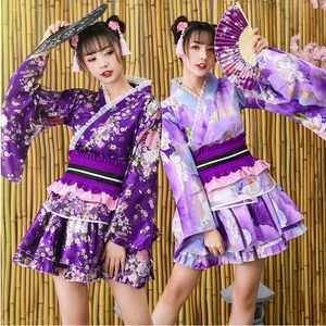 Japon Çiçek Kız Kostüm Halloween Anime Cosplay Üniforma Kadınlar Temalı Parti Kıyafet Seksi mor Sakura Kimono Fantezi Elbise