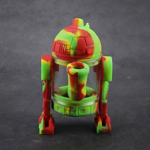 Cookahs Robot Design Mini Bongs Съемный силиконовый Современный Стекло Вода Бонг 14 мм Чаша Защищать Чехол Очки Курящие Трубы Упаковка
