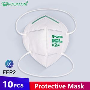 KN95 маска POWECOM CE FFP2 Eu Whitelist Factory Поставка оголовье многоразовый 6Layer Защитный противотуманно пыле высокого качества конструктора Face Mask