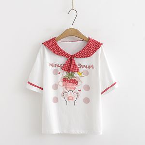Детские футболки для девочек и студентов, милые футболки с короткими рукавами и фруктами, новое поступление, удобные сетчатые футболки