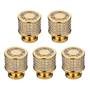 Роскошь 24K Real Gold Crystry Crystal латунные круглые кабинеты дверные ручки и ручки мебели шкаф