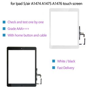 Para iPad Air 1 5 Digitador de tela de toque e Substituição do painel de exibição de vidro frontal do botão Home A1474 A1475 A1476