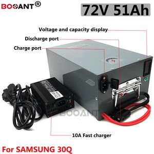 Rechargeable lithium battery 72V 50Ah 5000W electric bicycle pack for Samsung 30Q 5C 18650 3KW 5KW Li-ion