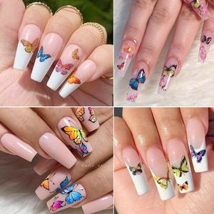 PC D Nail Stickers Summer Flower Butterfly Design Stickers for Nails Self Adhesive DIY Decornament Decals Nail Art Stickers