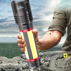 XHP90 mit eingebautem Akku, Camping-LED-Taschenlampe, USB-Aufladung, Stretch-Zoom, leistungsstarke wiederaufladbare Powerbank-Taschenlampe