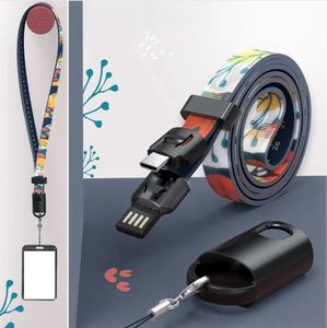 Шея Талреп Кабель данных Универсальный Творческий USB Fast зарядный кабель Подходит для сотового телефона ID Card Key Chain ремни партии благосклонности подарка LJJP386