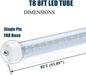 65W V LED Tüpler 8 ft 6000K R17d FA8 Baz LED T8 Tüp 45W Balast Baypas 8 ayak LED Floresan Tüpler lambası ampul şekilli