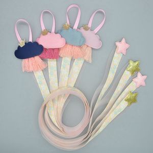 Acessórios de cabelo Nuvens Titular Long Grampos Organizador Grande Grosgrain Ribbon Cinto de armazenamento Impressão para meninas / crianças