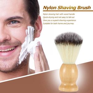 MOQ 50pcs LOGO OEM personalizado Beard Shaving Brush Barber Navalha Beard escova punho de madeira cerdas de nylon Mens Facial de Limpeza Escovas