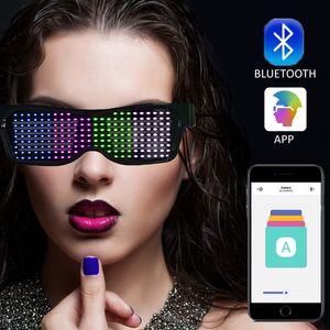Sihirli Bluetooth LED Gözlük Parti Gözlük App Kontrol Aydınlık Gözlük Özelleştirilebilir Desen Tasarlanmış DIY Düzenleme Çoklu Lingual Hızlı Flaş LED