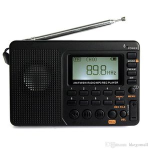 Portable AM FM SW Radio MP3 Player Recorder with Sleep Timer, Black