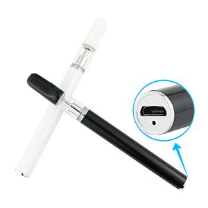 Керамический мундштук, одноразовая электронная сигарета, вейп-ручка, 510 масляный картридж, 0,5 мл, перезаряжаемая толстая масляная вейп-ручка с USB-портом для зарядки