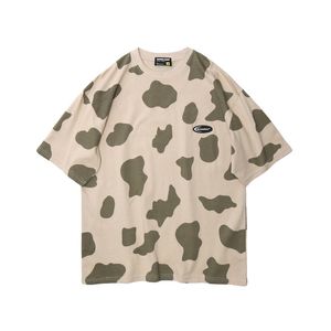 E-Baihui 2021 erkek Baskılı T Shirt Harajuku Eğlenceli İnek Baskı T-shirt, Yaz Yeni Gevşek Japon Moda Marka Düz Renk Kısa Kollu T13