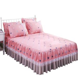 Baskılı Yatak Setleri Yastık Kılıfı Ev Dantel Fırfır Elastik Levha Çift Kraliçe Kral İkiz Boyutu Yatak Örtüsü