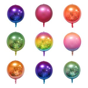 22 inç 4D Gradyan Rampa Renk Folyo Balonları 9 Renk Yuvarlak Şekar Globlos Ombre Parti Dekorasyonu Balon Vitrini Doğum Günü Partisi Festivali Balon