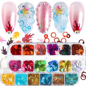 Holografik Alev Sequins Nail Art Malzemeleri Lazer Glitter Seti 3D Pullar Akrilik Madeni Pullu UV Jel Lehçe Manikür Nail Art Süslemeleri Çıkartmaları