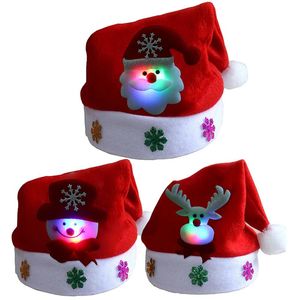 Beanie / Skull Caps Decorações de Natal Chapéus de Natal Feliz Natal Adulto Criança LED Light Up Cap Papai Noel Boneco de Neve Elk Crianças Chapéu Presente de Natal DHL Frete Grátis
