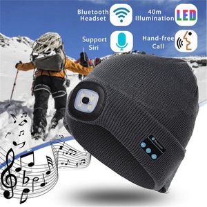 LED Kasketler Bluetooth Hoparlör Şapkalar Kablosuz Kulaklıklar Yetişkinler İçin Kar Kap Bayan Kış Baş Isıtıcı Siyah Gri Renk Saç Kaputu Gorr
