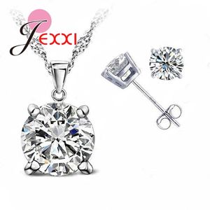 Livre Navio Venda Cz Cubic Zirconia de boa qualidade 925 Sterling Silver Jewelry Sets Stud Brinco Colar Pingente Jóias Conjuntos