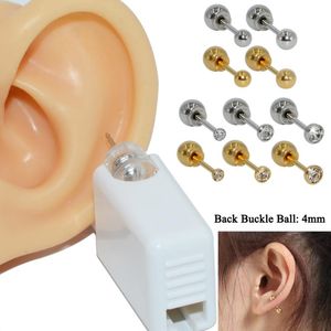 Saplama 1 ADET Sterilleştirilmiş Tek Kullanımlık Güvenlik Kulak Piercing Cihazı + Steril Çerçeve Kristal Hiçbir Keskin Vücut Takı Uygun Bebek