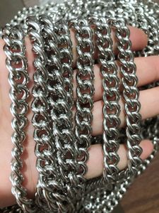 Lot 5meter in bulk Heavy 9mm wide Stainless Steel Shiny Smooth Cowboy Link Chain jewelry findings / Marking Chain DIY clothes Bag accesories