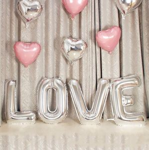 32 inç 4 Renkler Aşk Folyo Balonlar Set Sevgililer Günü Teklif Yapmak Dekorasyon Balon Lover Gümüş Altın Pembe Şampanya Havası