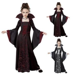 Cosplay New Halloween Costume For Kids Girls Vampire Costume girl red black medieval dress costume Child kids For Party