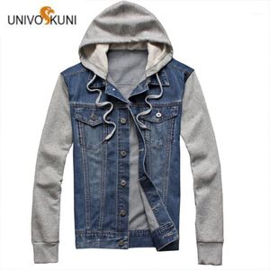 Мужские куртки Univos Kuni 2021 Мужская повседневная куртка Hoode Denim Pave Fashion Chet Pocket Outwear Slim Fit Boards Big Size 5xl J6211