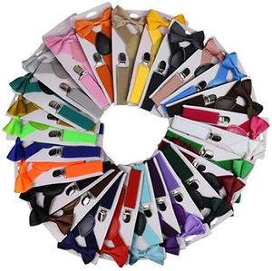 Toptan Bow Tie Ayarlanabilir Kız Erkek Suspenders ile Kemer Papyon Set Şeker Renk Çocuklar Suspenders 26 Parti Malzemeleri IIA872 Tasarımları