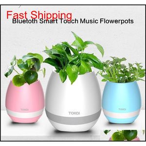 Taşınabilir Hoparlörler Tokqi Bluetoth Akıllı Touch Music Flowerpots Bitki Piyano Müziği Kablosuz Flowerpot Renkli Işık Çiçeği P Qylxnd Paketleme2010