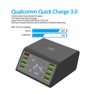 60W QC 3.0 USB şarj cihazı, Akıllı Tabletler için 8 portlu cep telefonu şarj cihazları dahil, vb.