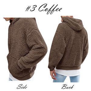 Erkek Hoodies Tişörtü Erkek Hoodie Sherpa Polar Fuzzy Uzun Kollu Güz Dış Giyim Kış Kanguru Cepleri ile Kapüşonlu