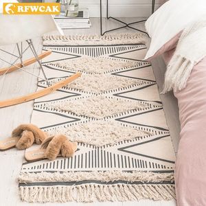 Morocco Cotton Hand Woven Printed Area Rugs Tufted Tassels Throw Rug Machine Washable Bath Mat Doormat Carpet Tapete Para Sala Y200527